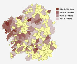 Distribución dos xacementos catalogados
