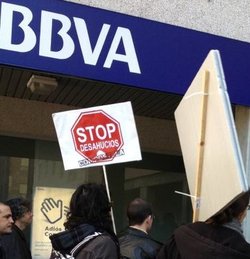 Protesta de StopDesahucios Compostela/ Rubén Cela