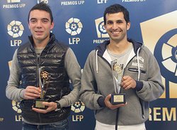 Os canteiráns do Celta Iago Aspas e Álex López recibiron os premios da LFP como mellores dianteiro e medio centro