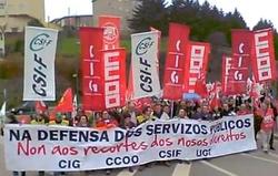 Protesta dos traballadores públicos diante da Xunta