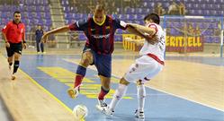 Unha xogada do Barça - Santiago Futsal no Palau.