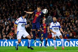 Un momento do lance entre o Dépor e o Barça