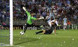 Álex López marca o primeiro gol do Celta. / Diego Pérez.