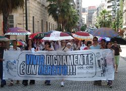 Protesta dos veciños de Coia reclamando unha 