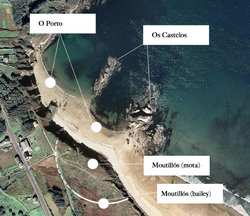 Asentamento de Os Moutillós, en O Vicedo, que podería tratarse dun asentamento viquingo, nunha visión por satélite