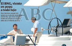 Portada do ABC coa foto do daquela vicepresidente da Xunta con Jacinto Rey, adxudicatario do concurso eólico