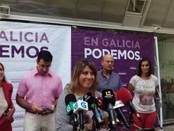 Carmen Santos compare ante os medios como secretaria xeral de Podemos Galicia / Europa Press.