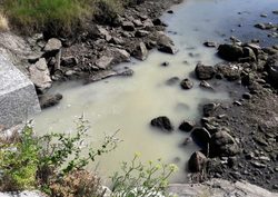 Saída do colector vello de saneamento no Pindo chea de contaminación por fecais / Quino Pais
