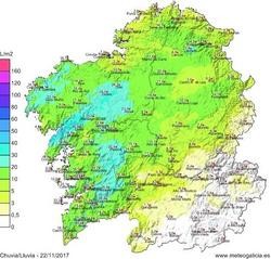 Mapa de Meteogalicia coas choivas deste mércores en Galicia / Europa Press