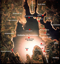 Mapa dos lugares desaparecidos no Encoro da Fervenza-Os Vaos / QPC-Modesto Garcia Quintans