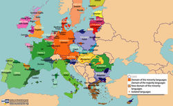 Mapa de linguas minoritarias da Carta Europea de Linguas Rexionais e Minoritarias / UE