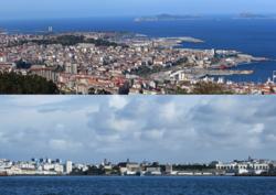 De arriba abaixo, as cidades de Vigo (Galicia) e Brest (Bretaña francesa) / Wikipedia.