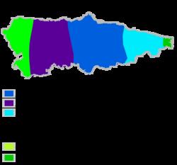Mapa sobre os usos lingüísticos de Asturias segundo a Academia da Lingua Asturiana