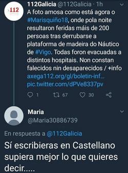 Esixen o 112 Galicia que se comunique en español nas redes sociais.