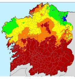 Risco de incendios forestais en Galicia a 22 de agosto. XUNTA / Europa Press