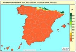 O ano hidrolóxico 2019-2020 comeza cun 90% menos choivas do normal.. AEMET / Europa Press