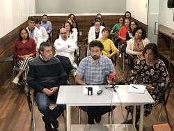 Rolda de prensa dos comités de empresa das fundacións biomédicas de investigaciín sanitaria de Galicia.. CIG / Europa Press