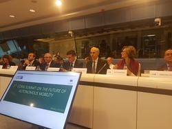 O conselleiro de Economía, Emprego e Industria, Francisco Conde, durante a súa participación no I Cume sobre o futuro da mobilidade autónoma / Xunta