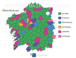 Mapa lingüístico coas denominacións do último día do ano / ILG - Nadal