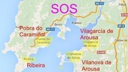 Toponimia deturpada: Puebla del Caramiñal, Riveira, Isla de Arosa e Villanueva de Arosa por Pobra do Caramiñal, Ribeira, Illa da Arousa e Vilanova da Arousa / Google