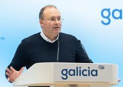 O secretario xeral do PPdeG, Miguel Tellado, en rolda de prensa. PARTIDO POPULAR DE GALICIA / Europa Press