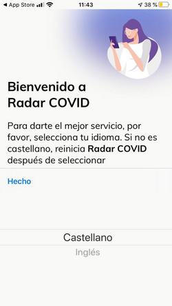 A nova app do Ministerio de Sanidade, "Radar COVID", só deixa escoller entre castelán e ingles. / A Mesa