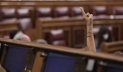 Unha persoa durante a votación no Congreso dos Deputados / Eduardo Parra - EP