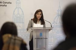A alcaldesa da Coruña, Inés Rey, ofrece unha rolda de prensa tras a Xunta de Goberno. CONCELLO DA CORUÑA