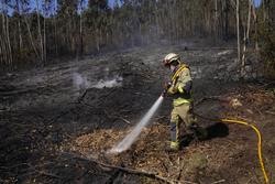 Un bombeiro apaga un incendio / Álvaro Ballesteros - Europa Press
