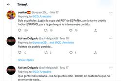 Insultos ultras contra o CD Arenteiro por un tuit en galego 