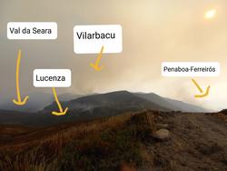 Imaxes da fronte de incendios e lumes na zona alta do Courel desde un pouco máis arriba da campa da Lucenza / remitida