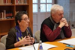 A presidenta do Consello da Cultura Galega, Rosario Álvarez, e o vicepresidente, Xosé Manoel Núñez Seixas, este venres na presentación da programación do 40 aniversario da institución.. CONSELLO DA CULTURA GALEGA