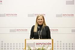 A presidenta da Deputación de Pontevedra, Carmela Silva, en rolda de prensa. RAFA ESTEVEZ / DEPUTACIÓN DE PONTEVEDRA