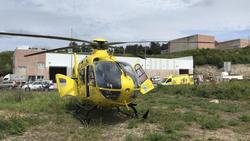 Helicóptero medicalizado nun accidente laboral nas Pontes / @HELICOSANTIAGO - Arquivo