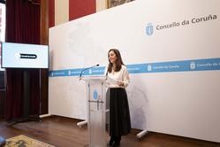 A alcaldesa da Coruña, Inés Rei, ofrece unha rolda de prensa tras a Xunta de Goberno local. CONCELLO DA CORUÑA / Europa Press