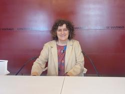 A alcaldesa de Santiago de Compostela, Goretti Sanmartín, nunha rolda de prensa.  CONCELLO DE SANTIAGO / Europa Press
