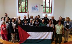 O Grupo Parlamentario do BNG recibe a unha delegación da Flotilla da Liberdade no Parlamento galego. BNG