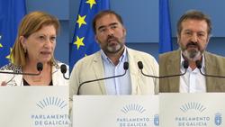 Elena Espinosa (PSdeG), Alberto Pazos Couñago (PPdeG) e Luís Bará (BNG) / Europa Press