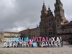 Queremos Galego "quenta motores" para a manifestación do próximo domingo cun acto reivindicativo en Santiago. / Europa Press
