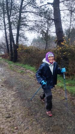 Maite Rojo a falta de 80km para chegar a Compostela no Camiño Primitivo, que fixo dunha tirada / remitido