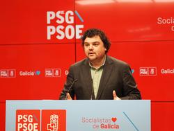 O portavoz da Executiva do PSdeG, Xullo Torrado, en rolda de prensa. PSDEG / Europa Press