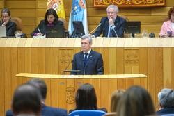 O presidente da Xunta de Galicia, Alfonso Rueda, intervén durante o debate sobre o Estado da Autonomía, a 23 de abril de 2025, en Santiago de Compostela / César Martínez