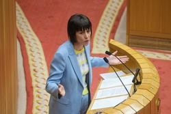A portavoz nacional do BNG, Ana Pontón, intervén durante o debate sobre o Estado da Autonomía, a 23 de abril de 2025, en Santiago de Compostela / César Martínez - Arquivo