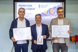 O presidente provincial, Luís Menor, preside a entrega do Premio Pura e Doura Vázquez, que no seu XX recaeu en Antonio Yáñez e Fernando Díaz. ALBERTE PAZ / Europa Press