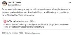 Mensaxe publicada polo deputado do PPdeG en redes sociais. Captura / Europa Press
