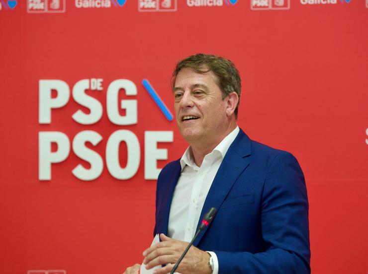 O secretario xeral do PSdeG, José Ramón Gómez Besteiro, en rolda de prensa / PSDEG - Arquivo