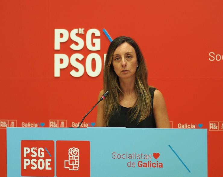A portavoz de Igualdade do PSdeG, Paloma Castro, en rolda de prensa / PSDEG 