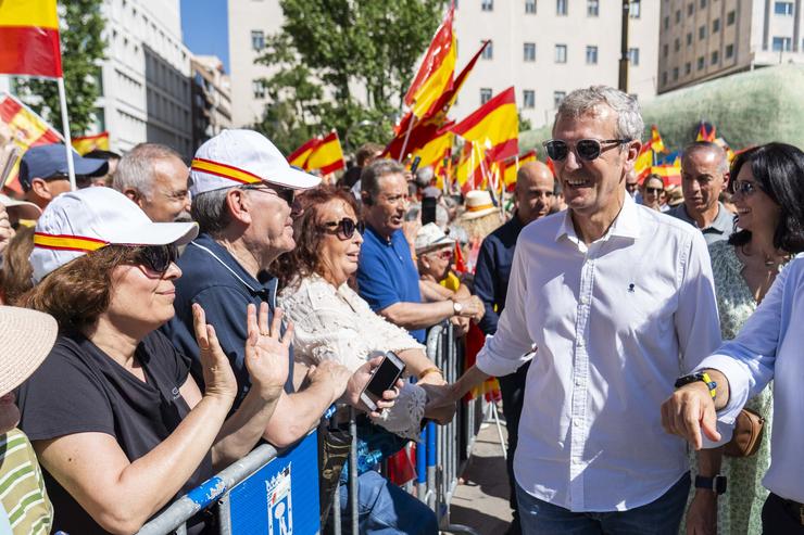 O presidente do PPdeG, Alfonso Rueda, na concentración deste domingo en Madrid.. PPDEG / Europa Press