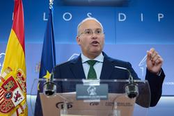 O portavoz do PP no Congreso, Miguel Tellado, durante unha rolda de prensa posterior á Xunta de Portavoces /  G. Jesús Hellín - Europa Press